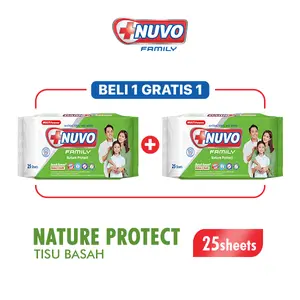 Buy 1 Get 1 Nuvo Tisu Basah Antibacterial Nature Protect 25 Sheets