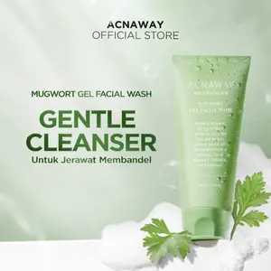 ACNAWAY Mugwort Gel Facial Wash Cleanser Acne Friendly Face Wash - Sabun Cuci Muka untuk Kulit Berjerawat & Sensitif Membersihkan Kotoran & Mencerahkan with Mugwort + Centella + Panthenol