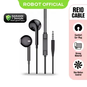 ROBOT Headset RE10 Wired Headset Wired Earphone Bass Original - Garansi Resmi 1 Tahun (RE10) [ BISA COD ] Headphone
