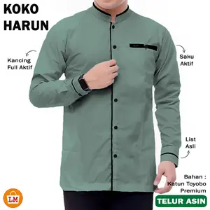 LPM 33158 Baju Koko Pria Muslim KOKO HARUN Katun Toyobo Lengan Panjang Terkini M-XXXL MURAH