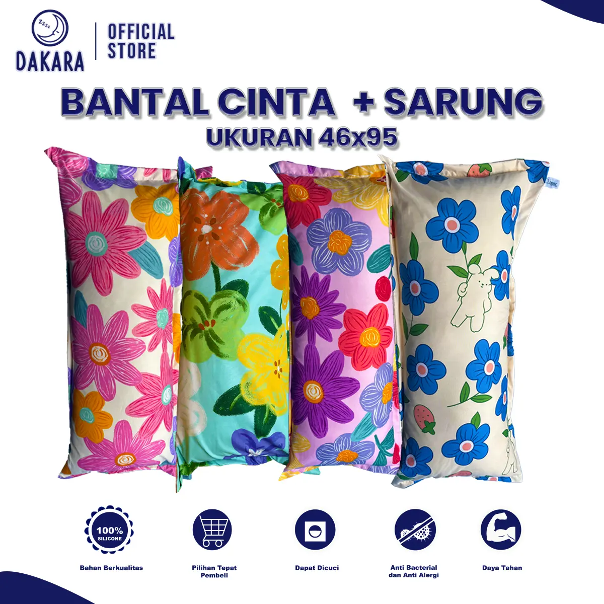 DAKARA BANTAL CINTA + SARUNG MOTIF BISA PILIH KESUKAAN KALIAN EMPUK NYAMAN BISA DICUCI ISI PUTIH BED KATUN ADEM