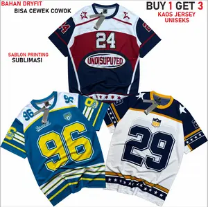 BRINGHTWEAR Paket 3 Kaos Jersey Olahraga Dryfit Motif Acak Size M L XL XXL XXXL Anti Lengket Sublim Beli 1 Dapatkan 3 Sport Unisex Bahan Premium