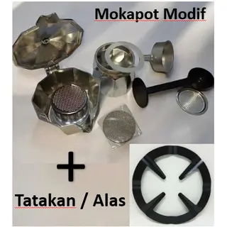 Mokapot Upgrade dimodifikasi dengan menggunakan filter mesin espresso Moka pot Modifikasi Moka pot upgrade Mokapot Modifikasi