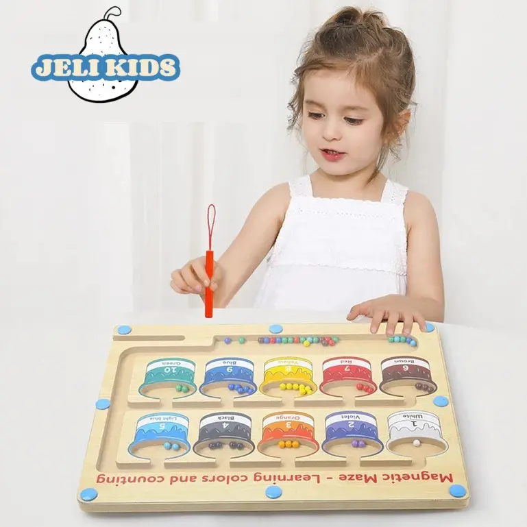 Mainan Sorting Magnet Lucu untuk Anak - Papan Sortir Warna Labirin Pena Permainan Manik-manik Bergerak Kontrol Kayu Mainan Edukasi SNI