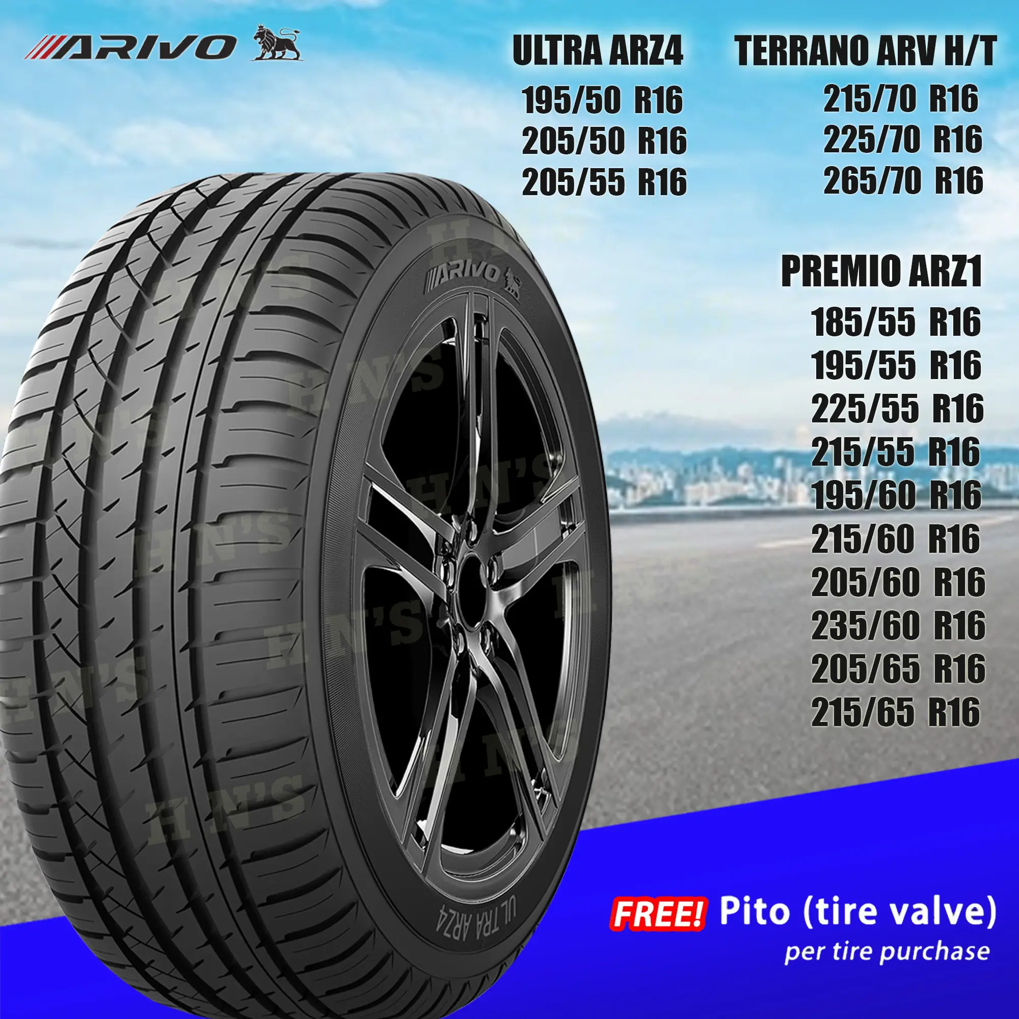 ARIVO Tires RIM16 Ultra ARZ4 / Premio ARZ1 / Terrano ARV HT / Traverso ...