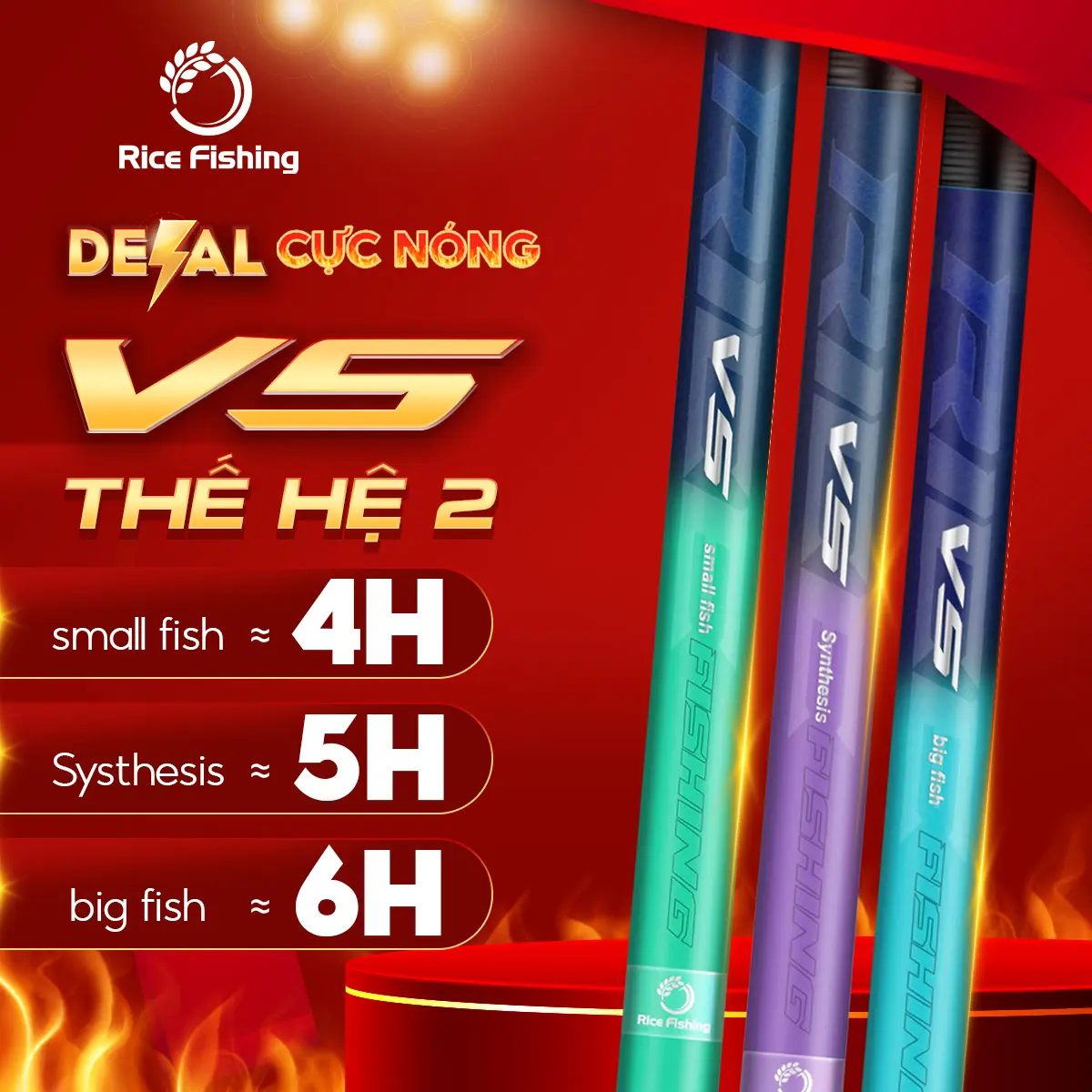 Cần Câu Cá RICE FISHING V5 Toàn Diện thế hệ 2 Bắt Cá cần câu tay chuyên câu đài CC-30