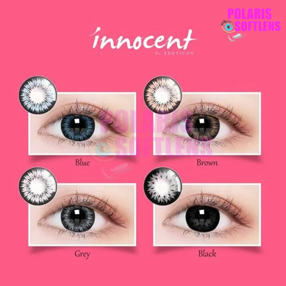 Softlens INNOCENT By Exoticon Normal & Minus (-0.50 s/d -6.00) Soflens Big Eyes Soflen 16 mm Black Brown