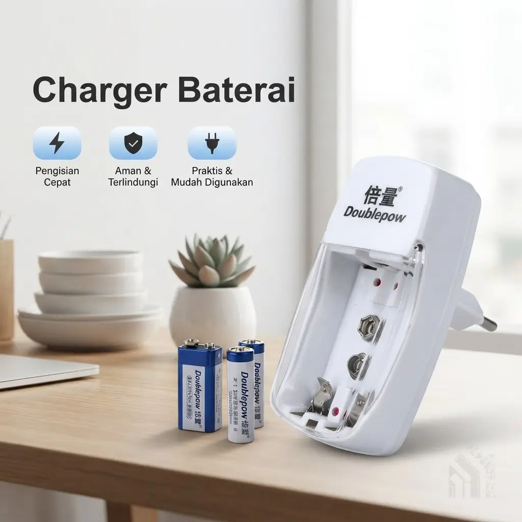 Pengisi Daya Baterai Universal untuk Baterai AA AAA 9V Ni-MH Ni-CD Li-Ion dengan Proteksi Keamanan Canggih dan Indikator LED Pengisian Cepat Aman Efisien