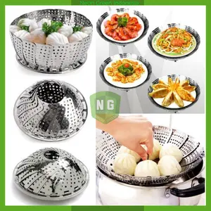TATAKAN KUKUSAN PANCI Stainless Steel Steamer Alat Panci Kukus Dimsum Lipat Besar Anti Karat