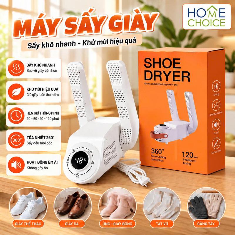 (HÀNG MỚI VỀ) Máy Sấy Giày Thông Minh Khử Khuẩn Khử Mùi Bằng Tia UV Cực Tím Hẹn Giờ Thông Minh
