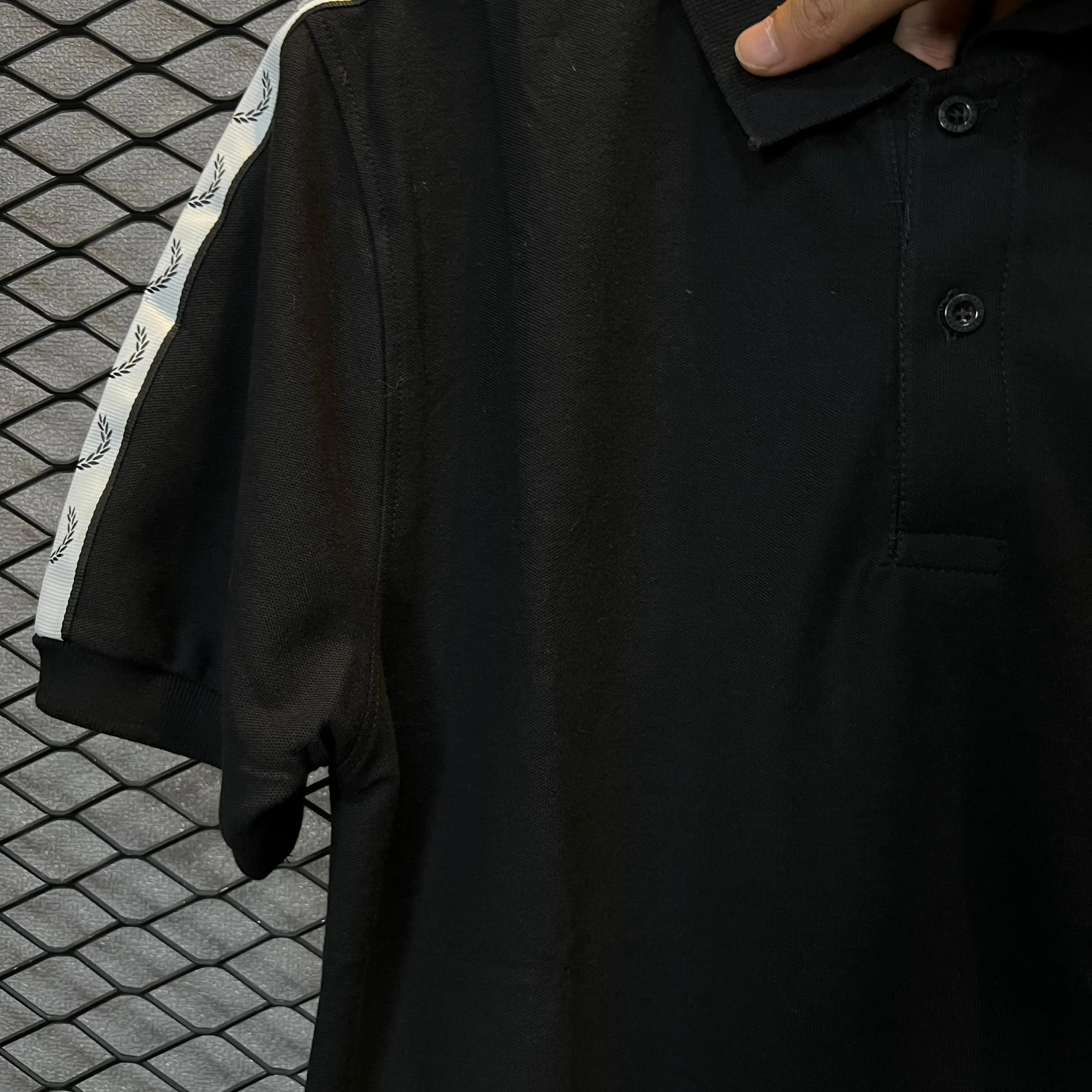 Polo Taped Black On White