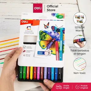 Deli EC20010 School Crayon/Krayon - Plastic Crayon Triangle 10/18/24 Color stationery Plastik Sekolah