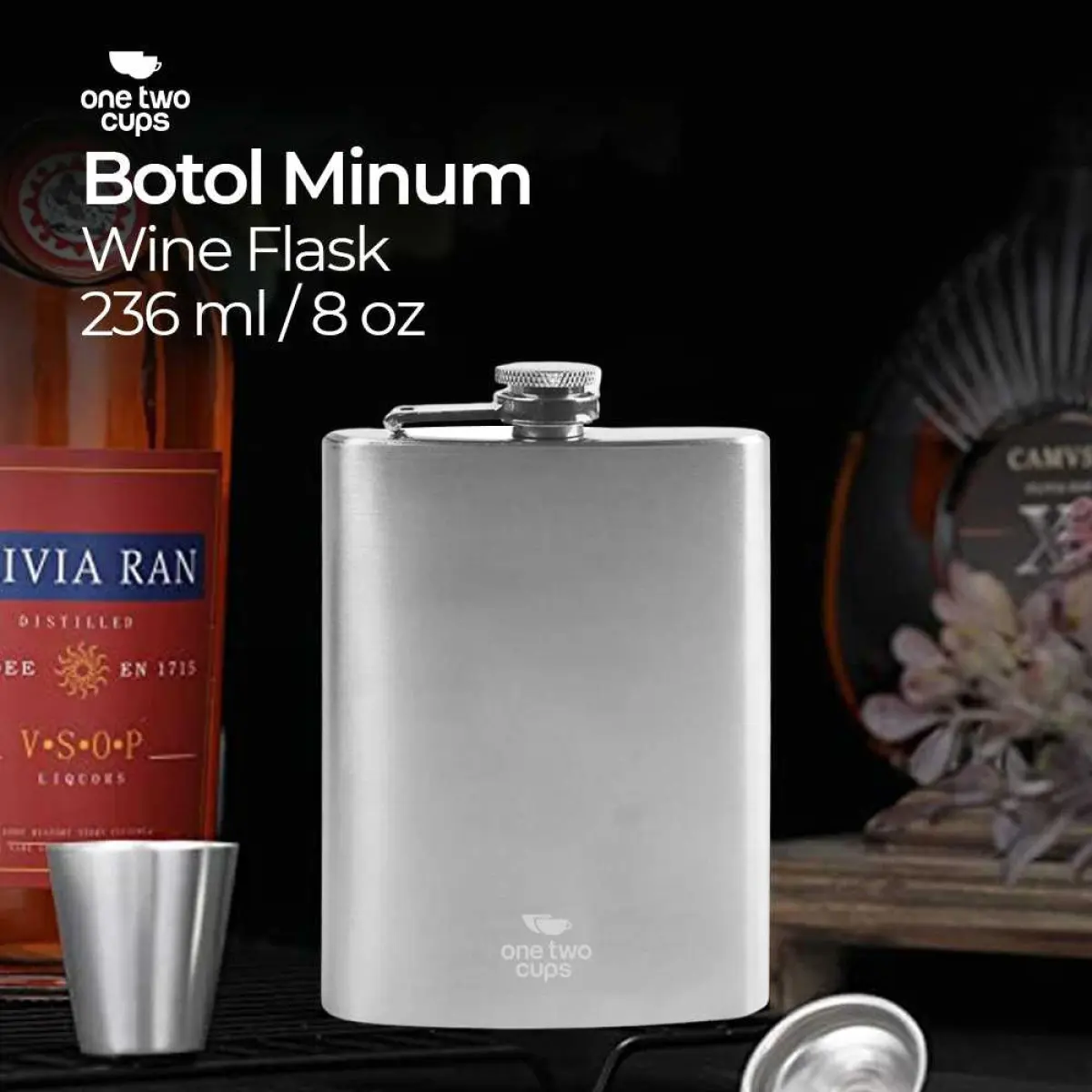 Botol Minum Flask Bentuk Kotak 8oz - MS351