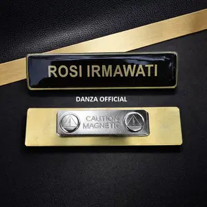 Nama dada ( Name tag ) Kuningan Magnet Custom