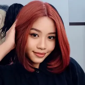 Wig Parting Rambut Palsu Bahan Premium Syntetic Style Medium Bob Warna Merah Bata/teracota. Tahan Panas Cocok Formal Casual Photoshoot