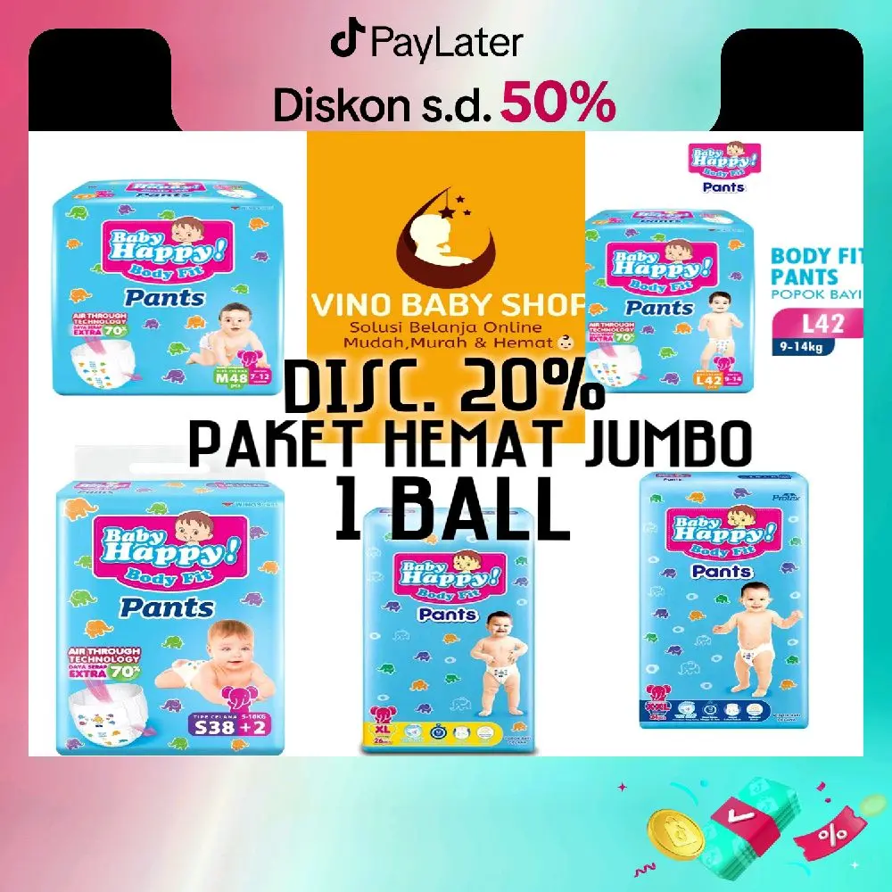 6.6  DISKON 30% Baby Happy Pants Popok Celana S40 / M32 / L28 / XL26 / XXL24 VINO BABYSHOP