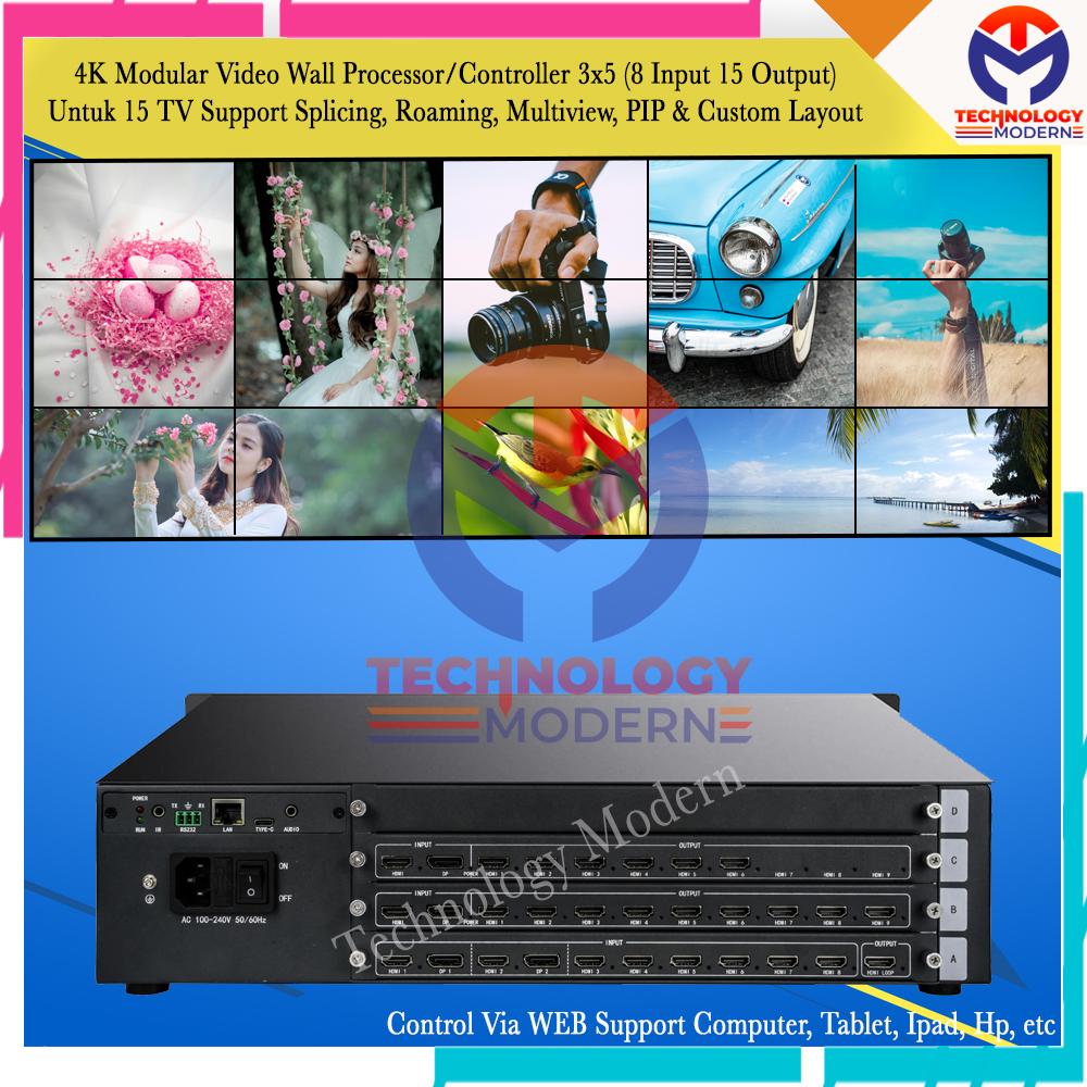 4K HDMI Videowall Processor/Controller 5x3 3x5 (8 Input 15 Output) Seamless Switching Support WEB GUI Control