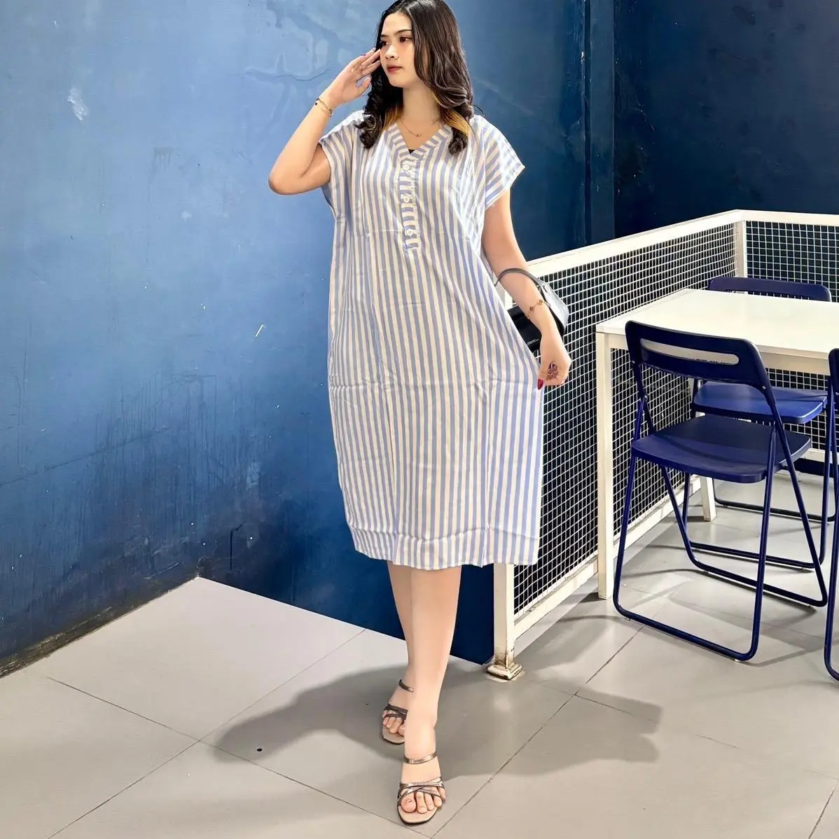 Daster Busui Safia Dress Santai Pendek Rayon Premium Hamil Lengan Katun
