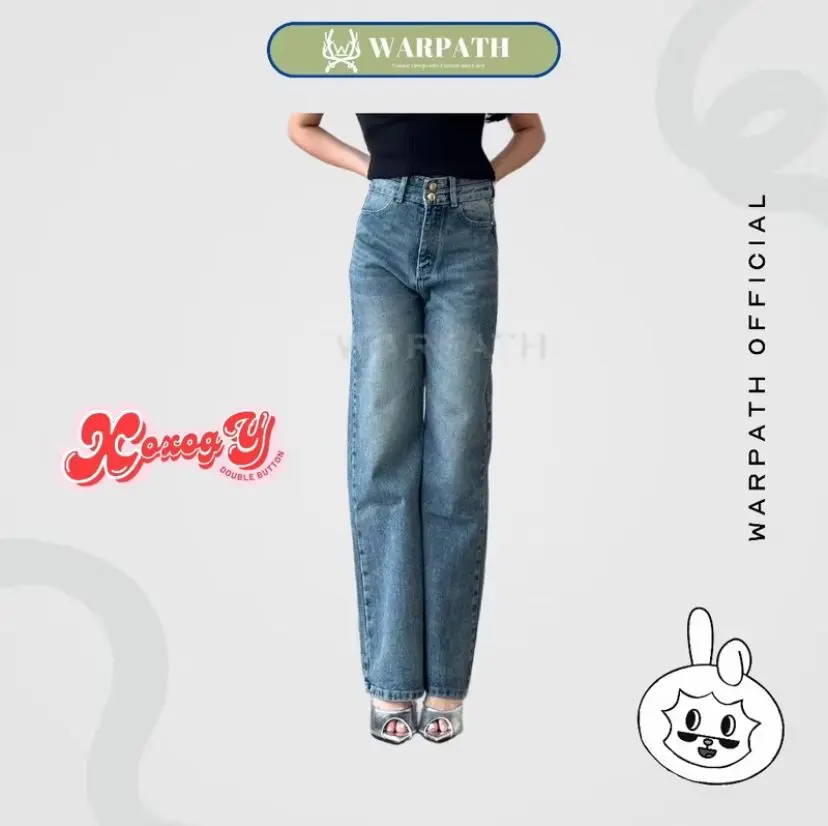 WARPATH - Highwaist Straight Kulot Loose Jeans Retro Vintage Wanita Non Stretch Celana Panjang Cewek XOXOGY 8891