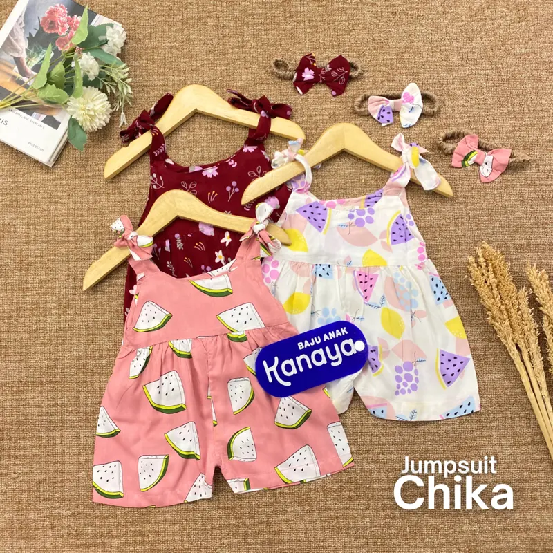 3-18 BLN JUMPSUIT BAYI TALI CHIKA BAJU BAYI PEREMPUAN INCLUDE HEADBAND by MIAGI (SNI) BAHAN KATUN RAYON