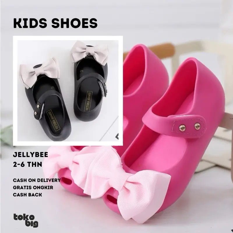 [Tokobig] Import Shoes Jellybee Sepatu Jelly Import Sepatu Anak Perempuan Sepatu Jelly Pita Size 24-29 Usia 2-4 Thn TOP PRODUK