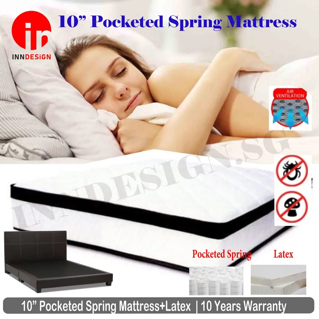 10/9 Inch Pocketed Spring Euro Top Mattress With Add On Bedframe (All Sizes)