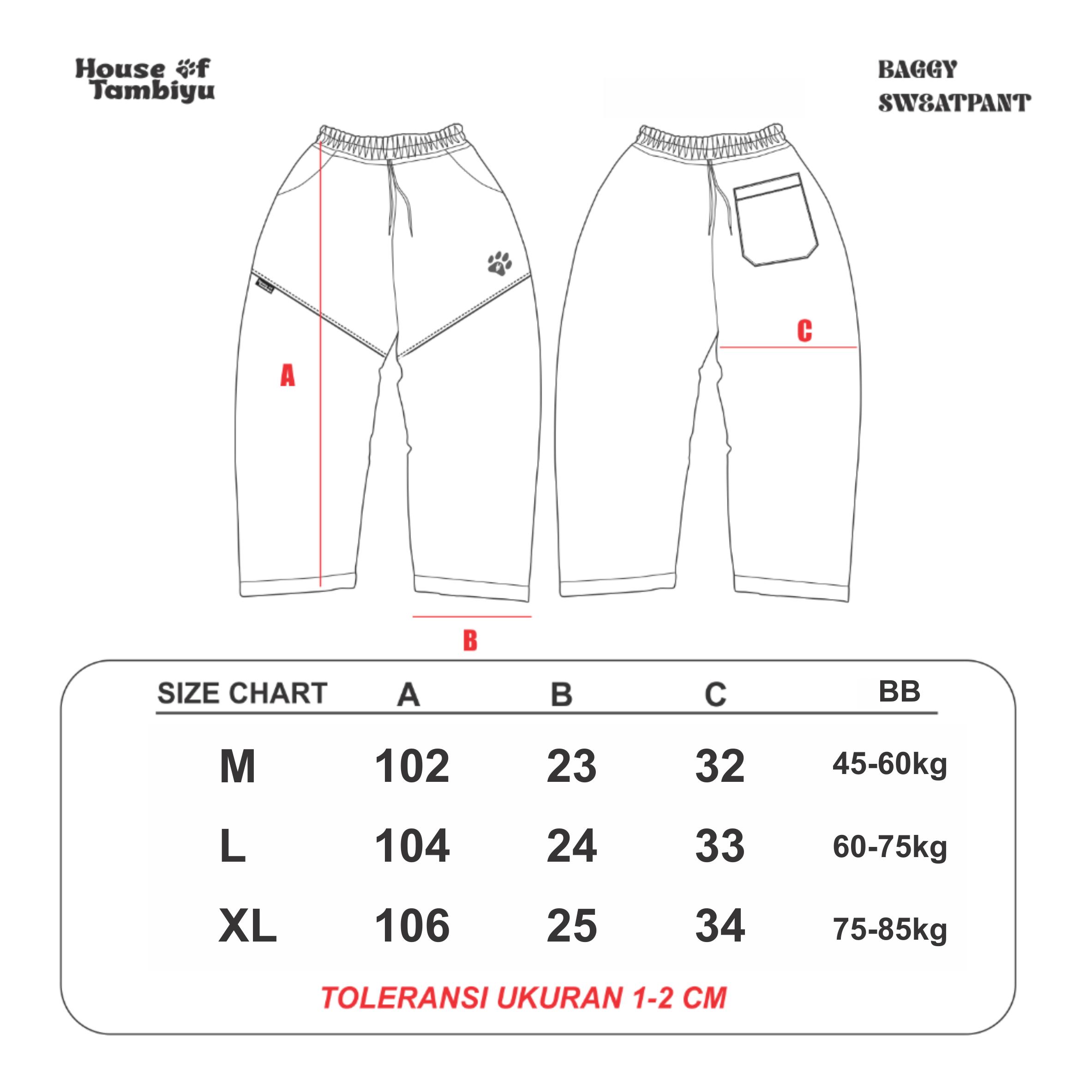 HOUSE OF TAMBIYU Sweatpants Baggy Cotton Fleece 300gsm Celana Panjang Unisex Warna Hitam HOUSE OF TAMBIYU Sweatpants Baggy Cotton Fleece 300gsm Celana Panjang Unisex Warna Hitam