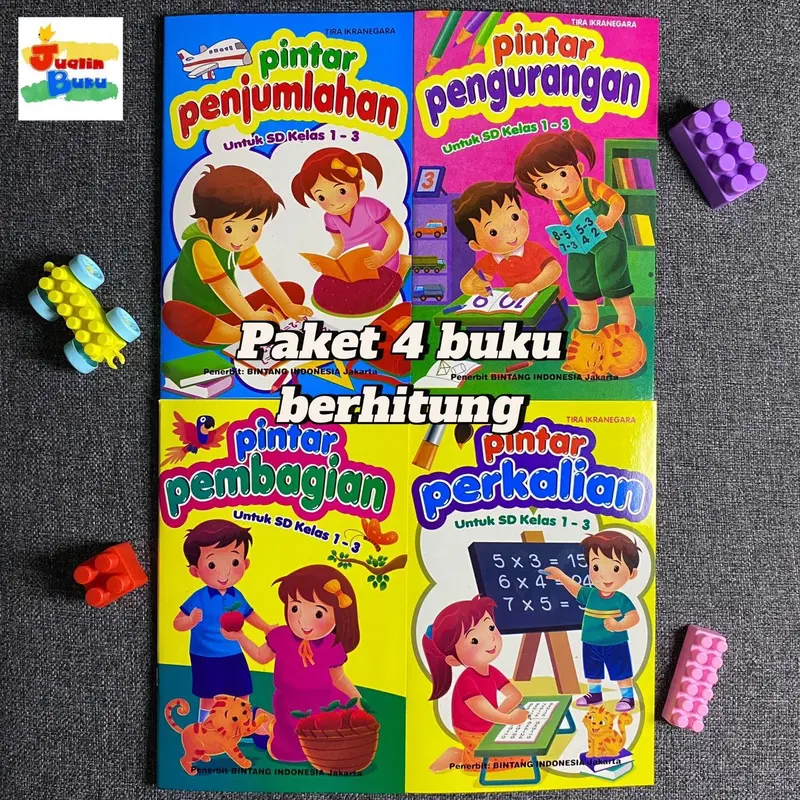 Set 4 Buku Anak Pintar Berhitung untuk SD Kelas 1-3 (Penjumlahan, Pengurangan, Perkalian, Pembagian) - BI