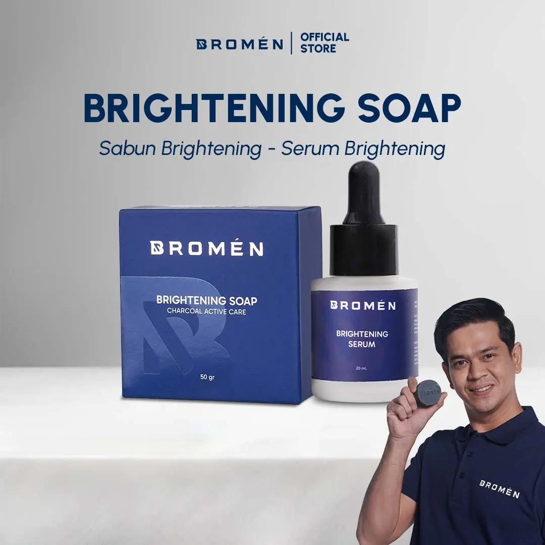 BROMEN BRIGHTENING SET [1 PCS BRIGHTENING SOAP & 1 PCS BRIGHTENING SERUM] | SKINCARE COWOK | PERAWATAN Pencerah WAJAH PRIA