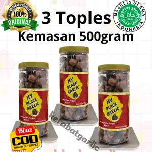 Black garlic tungggal 500gram 3 toples kualitas terbaik mengandung nutrisi dan antioksidan yang tinggai