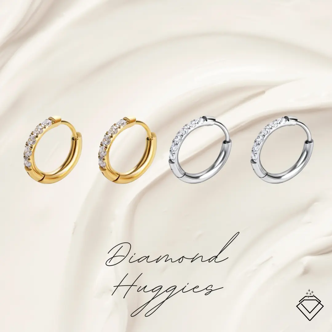 Mini Diamond Stainless Steel Huggies Earrings