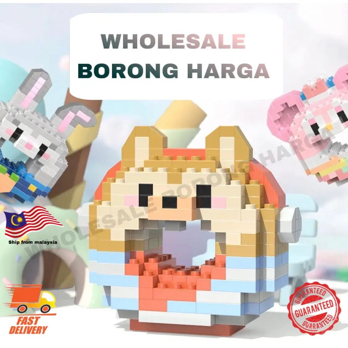 LELE BROTHER Building Block Nano Bricks Cute Cartoon 5mm/8mm/14y/24 Donut W2602, Ready Stock in Malaysia