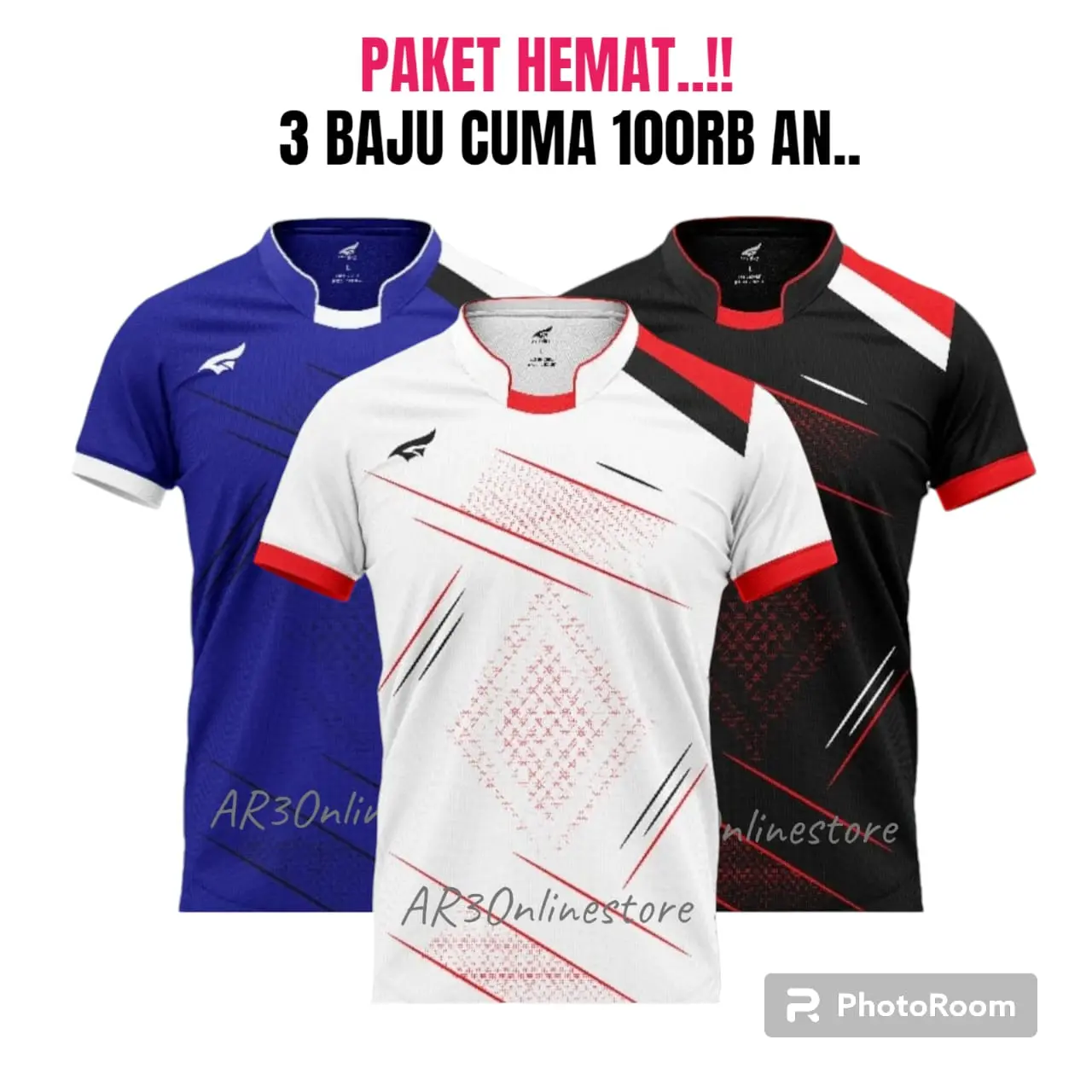 Paket Hemat 3 Baju Olahraga Pria/Wanita Kaos Badminton Bulutangkis Tenis Voli Sepak Bola Futsal Motif Terbaru - Volly, Sport Volly Sport Pakaian