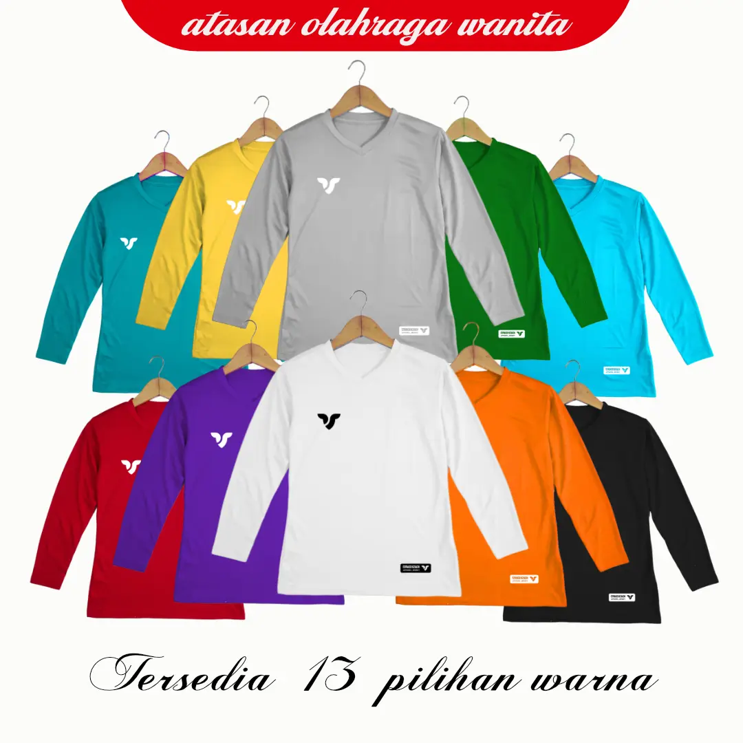 Baju Olahraga Atasan Wanita Lengan Panjang Kaos Jersey Dry Fit Running Zumba Lari Yoga Senam Fitness Volly Futsal Sport dll..