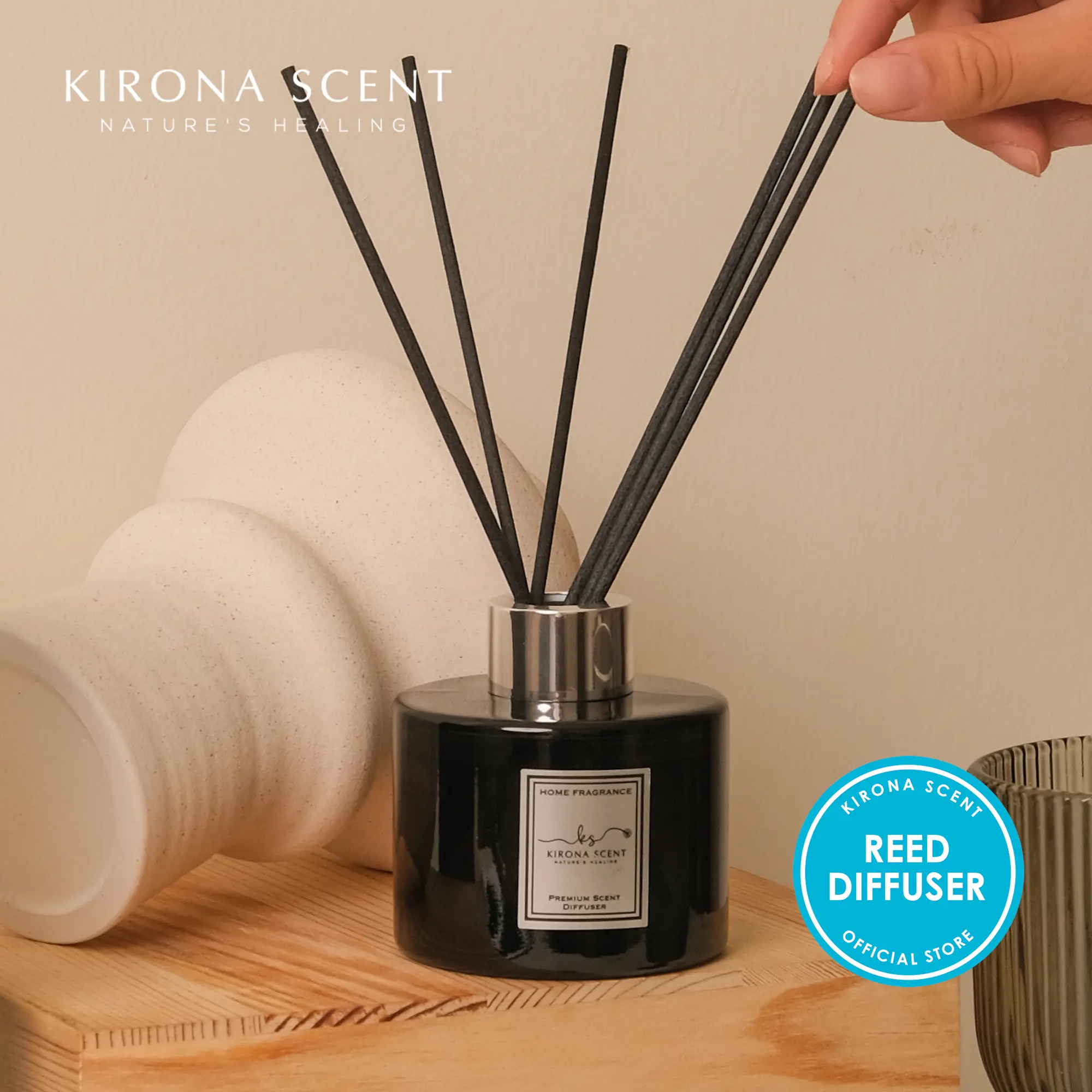[KIRONA SCENT] Premium Home Reed Diffuser (Black) | 110ml | Aromatherapy Home Fragrance | Luxurious Scents  | Luxe Series Reed
