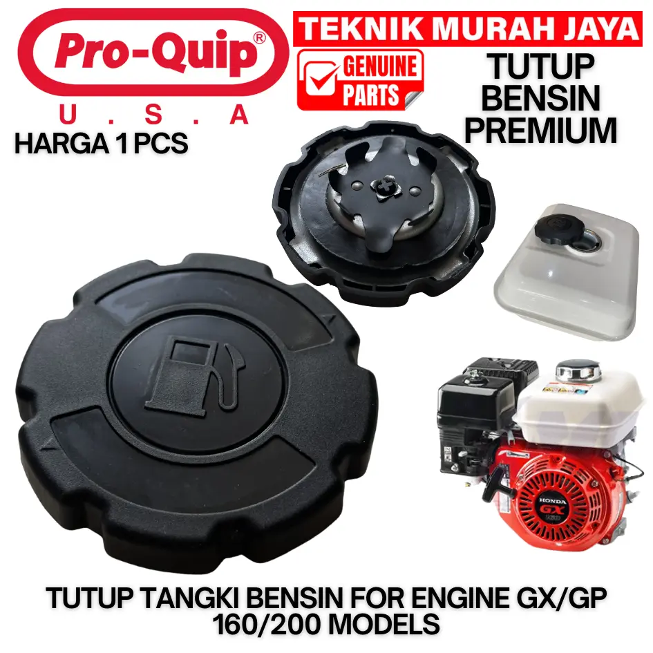 PROQUIP Fuel Tank Cap Tutup Tangki Dalam Luar Bensin Mesin Model Plastik GX160 GX200 3.6 Liter GP160 GP200 Honda Tangki Minyak Motor GX GP PREMIUM PLAT TEBAL 3,6 L Penggerak Serba Guna Tanoss Sumura Vitara Tesla Firman Tiger