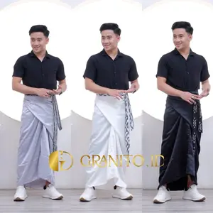 Granito.id - Sarung srikandi etnik unisex  pria wanita sarung ikat lilit instan tenun asli sumba toraja jepara bali lombok ntt indonesia Muslim Dewasa Santri Hitam