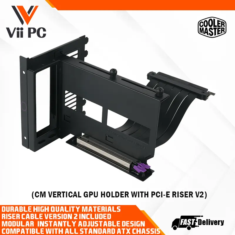 Cooler Master Vertical GPU Holder WITH PCI-E RISER V2, Modular & Adjustable Design, Thick SGCC Steel Material