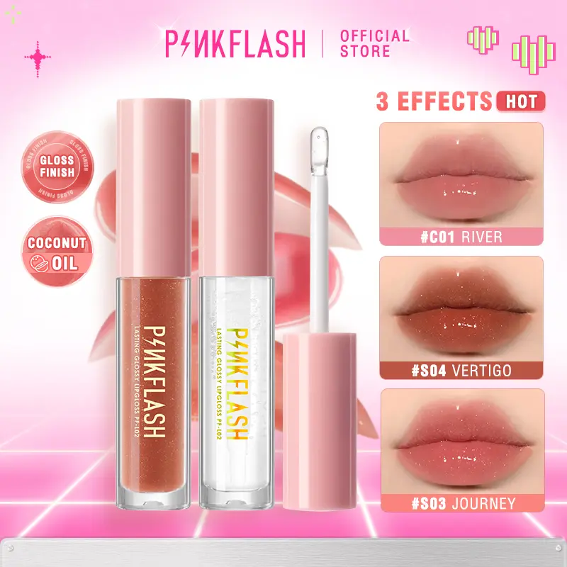 [Official] PINKFLASH #Ohmygloss lipgloss  Lipstik Perawatan bibir untuk pemakaian jangka panjang yang menghidrasi Lip Tint kering lipstick Lasting Waterproof