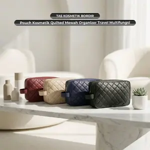 Tas Tangan Wanita Dompet Bordir Wanita Kosmetik Quilted Mewah Organizer Travel Multifungsi Elegan Praktis Serbaguna