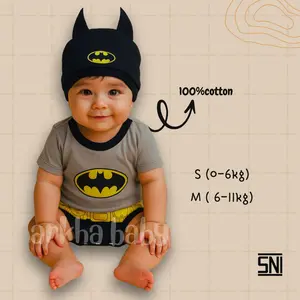 Musalia Arkhababy BAYI JUMPER BAYI MOTIF HERO BAHAN KATUN Lengan Newborn Superman Batman Captain America Spiderman Flash Ironman Size S & M