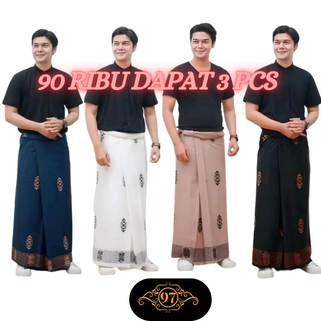 TERLARIS 3pcs Sarung Batik Dewasa Sarang Tawon Katun Super Viral Kekinian Motif Sarwon Muslim Pria Hitam Nyaman Santri