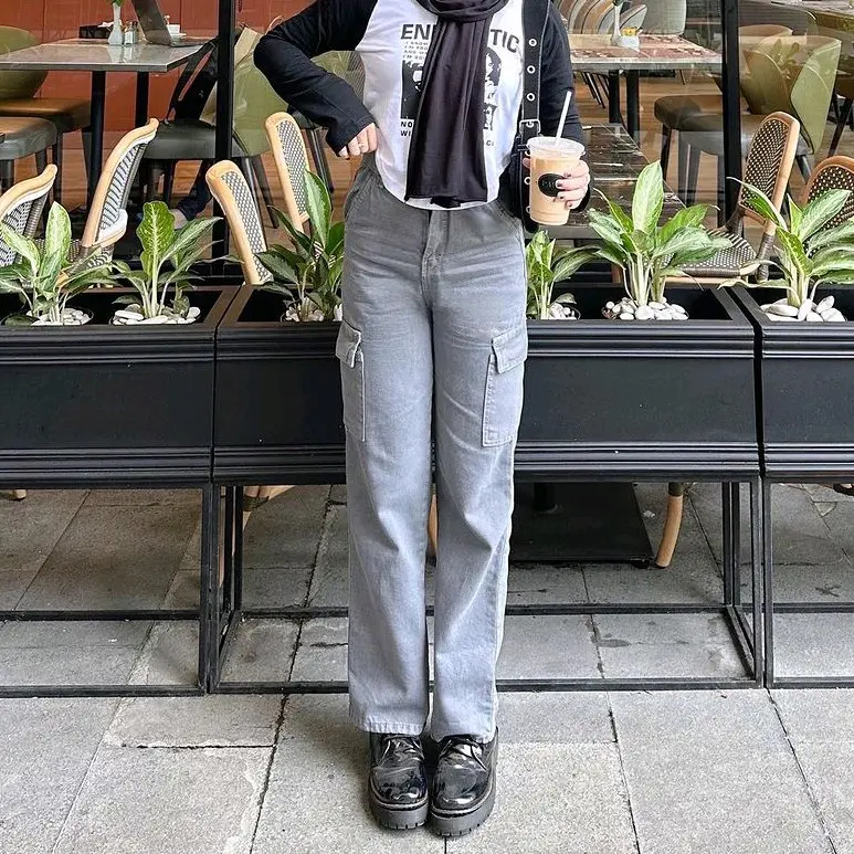 Loose Cargo Pants Celana Loose Cargo Jeans Wanita Celana Jeans Kargo