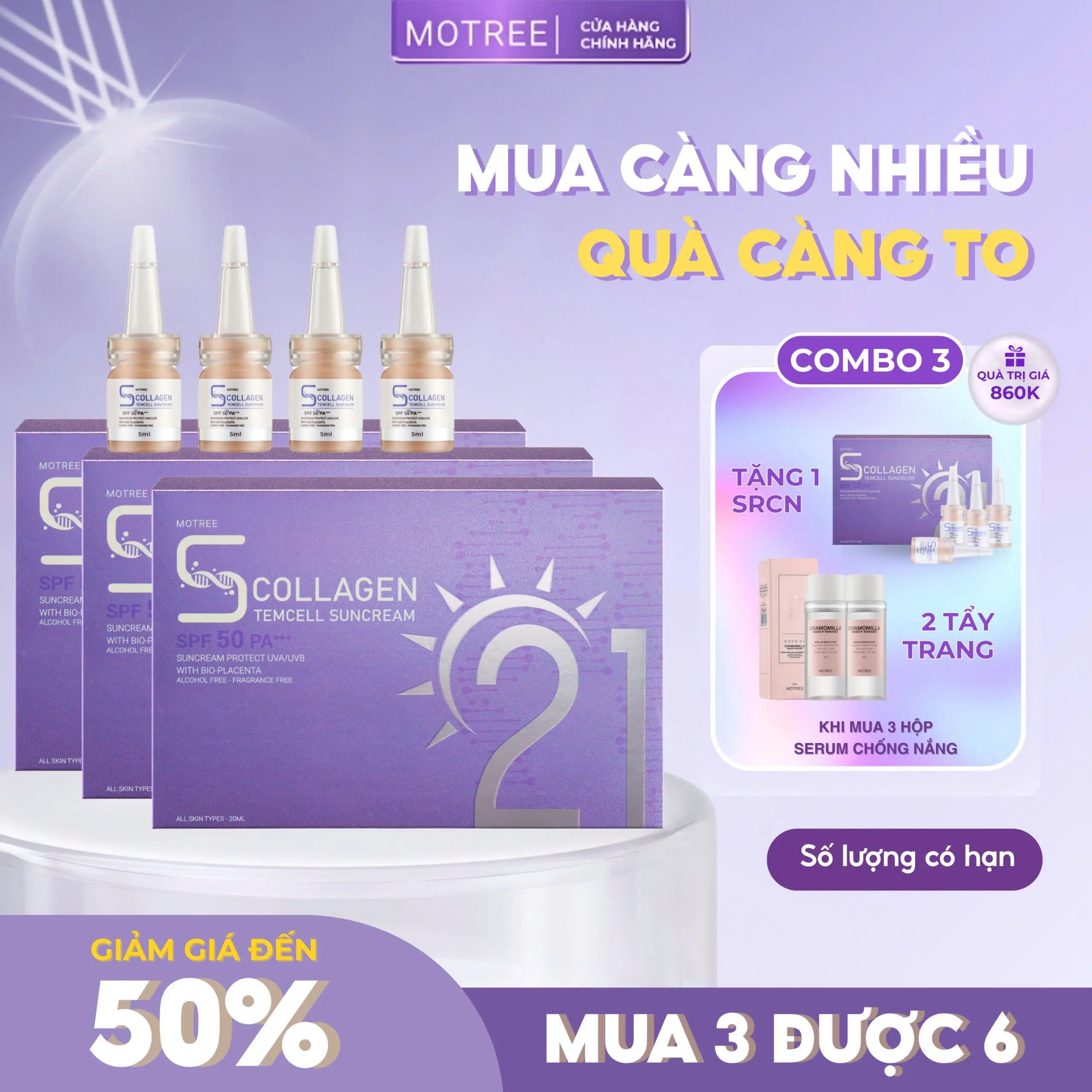 Serum chống nắng Tế Bào Gốc 21 giờ 5 in 1 Motree (20ml/hộp)