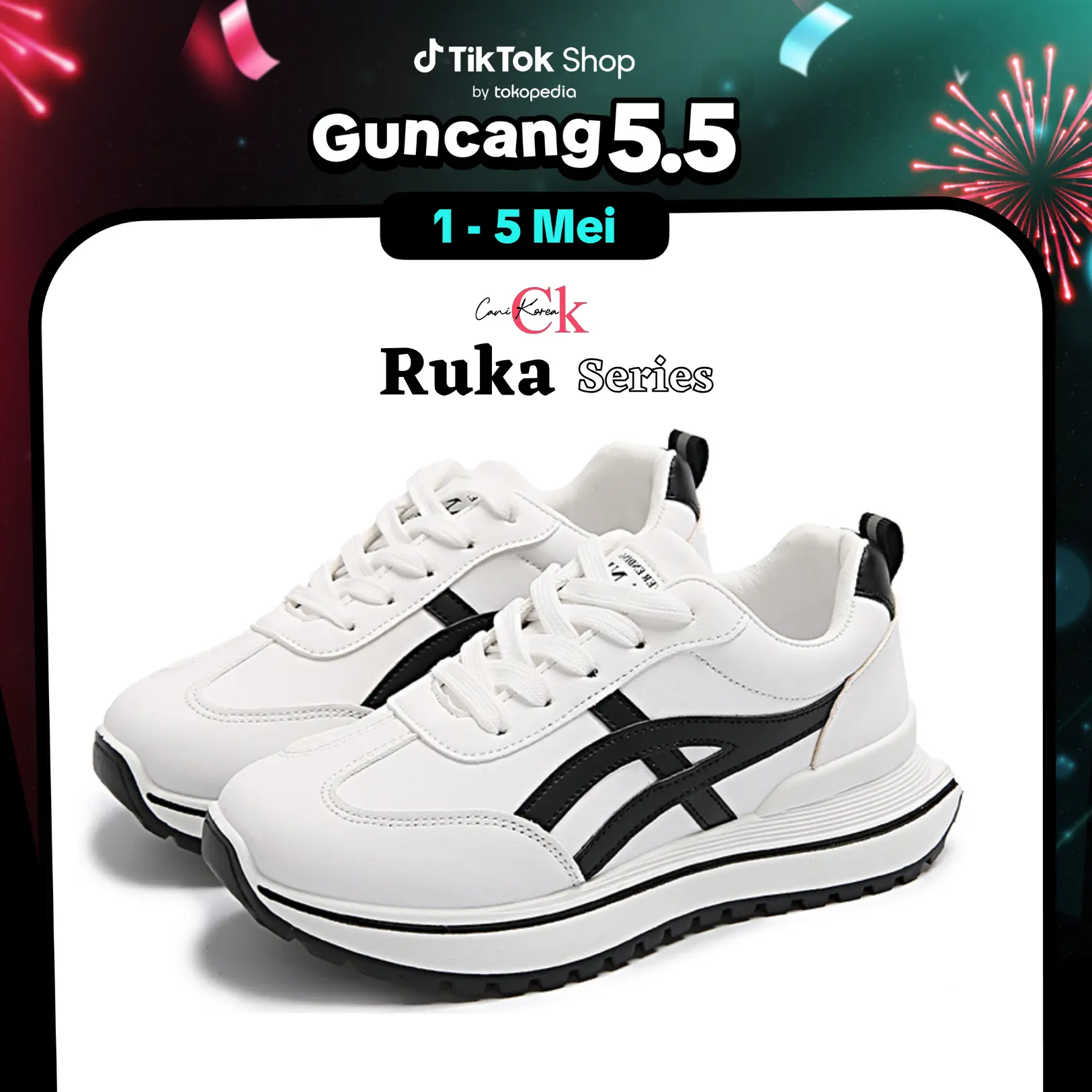 CANIKOREA Ruka Sepatu Wanita Kasual Sneakers Fashion Korean - Back To School Sol Karet Empuk K9254