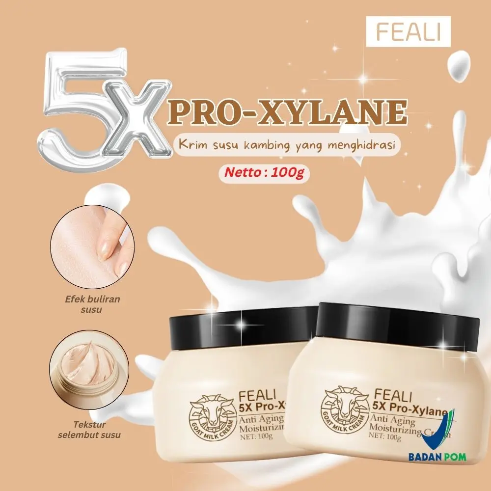 [BPOM] [iBooming]FEALI 5X Pro-Xylane Goat Milk Anti-Aging and Moisturizer Cream Mencerahkan Melembabkan Wajah