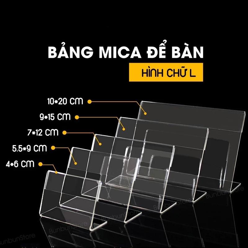 Menu Mica chữ L,Bảng Giá, Mica để bàn,Standee thông tin sản phẩm,Tên món buffe…