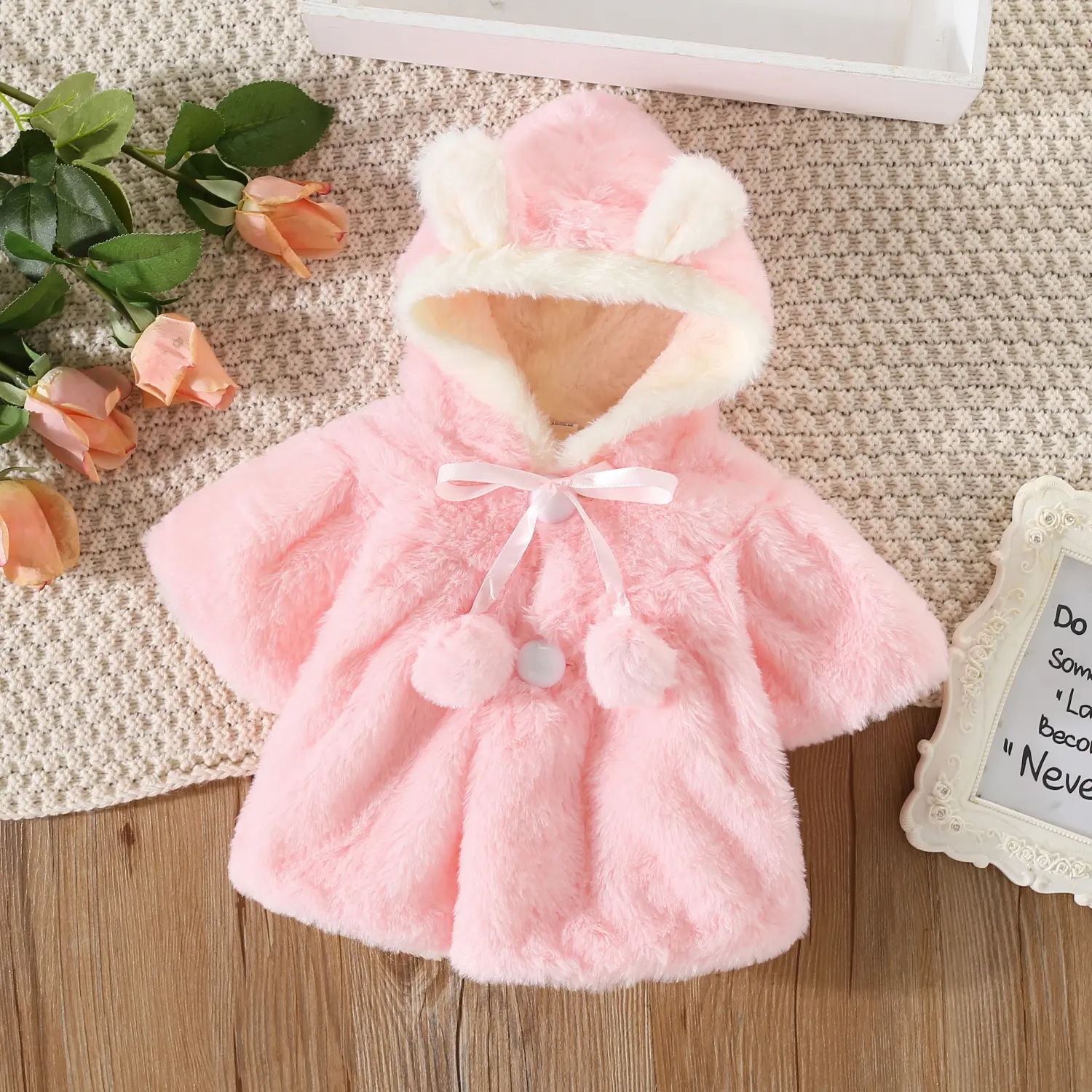 Baby Girl Coat Keep Warm Cute Hooded Jacket for Baby Girl Korean Style Outing Clothes