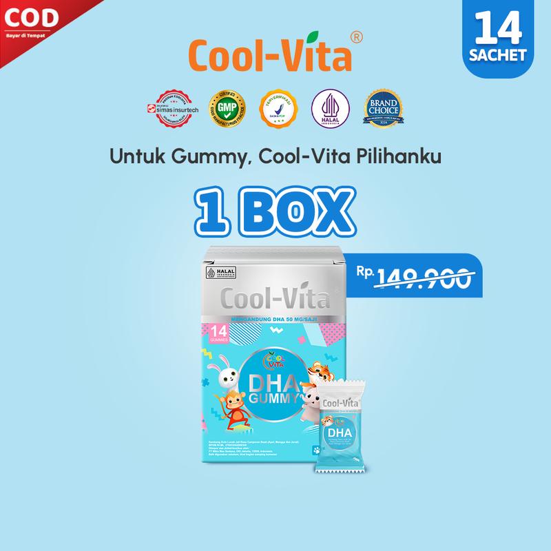 [TT] 1 Box Coolvita DHA Gummy Rasa Buah Mix Apel, Mangga, dan Jeruk (1 Box @14 Gummy) | Vitamin/Suplemen Anak (Mulai 3 Tahun) dan Dewasa | Dukung Tumbuh Kembang Otak Secara Optimal
