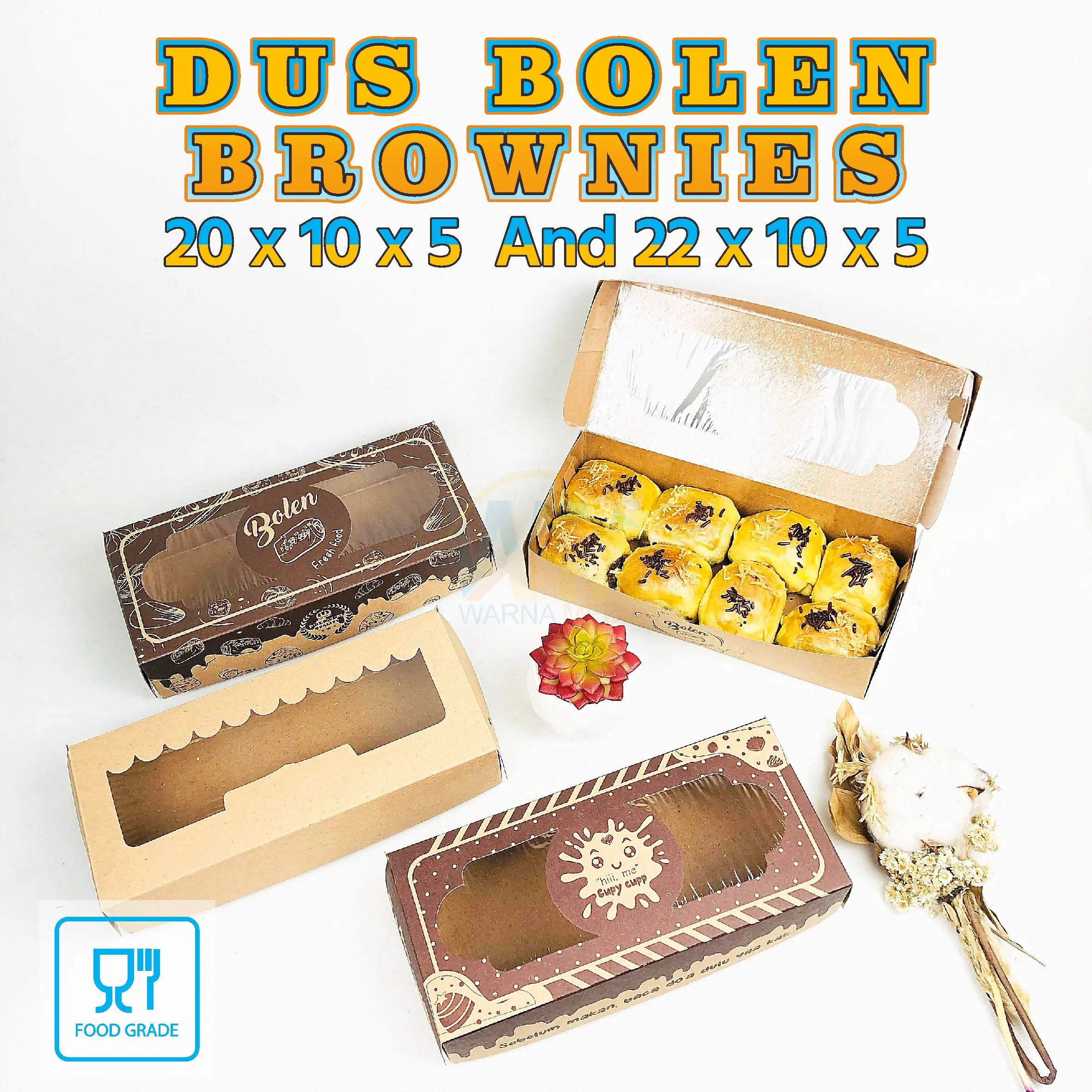 (Isi 50pcs) Dus Box Bolen Pisang 22x10x5 / Dus Bolen 20x10x5 / Dus Box ...